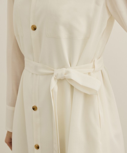 ROPE'(ロペ)の「【洗える】サファリシャツドレス(シャツワンピース・レディース・ブラウン/オフホワイト・36/38)」の14枚目の写真