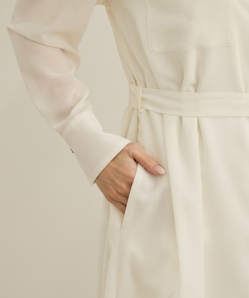 ROPE'(ロペ)の「【洗える】サファリシャツドレス(シャツワンピース・レディース・ブラウン/オフホワイト・36/38)」の16枚目の写真