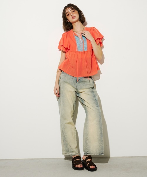 Unitage（ユニテージ）の「クロシェレース配色ブラウス（シャツ/ブラウス・レディース・オレンジ/その他・FREE）」の8枚目の写真