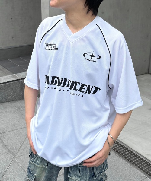 ILL'S(イルズ)の「Vネックゲームシャツ ユニフォームライク ドロスト 半袖Tシャツ メンズ レディース(Tシャツ/カットソー・メンズ・ブラック/ブラック系その他/ネイビー/ホワイト系その他/ネイビー系1/ホワイト・M/L)」の2枚目の写真