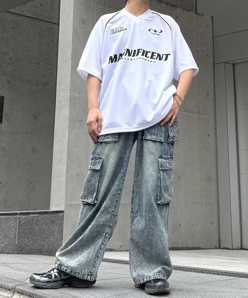 ILL'S(イルズ)の「Vネックゲームシャツ ユニフォームライク ドロスト 半袖Tシャツ メンズ レディース(Tシャツ/カットソー・メンズ・ブラック/ブラック系その他/ネイビー/ホワイト系その他/ネイビー系1/ホワイト・M/L)」の20枚目の写真