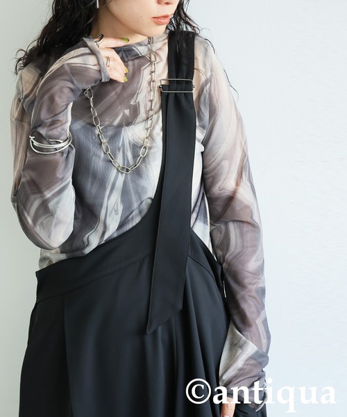 antiqua（アンティカ）の「アシメサロペットワンピース（サロペット/オーバーオール・レディース・ブラック・ONESIZE）」の7枚目の写真