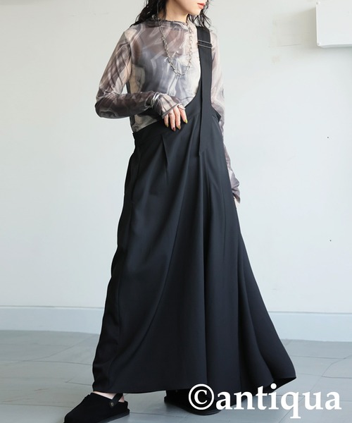 antiqua（アンティカ）の「アシメサロペットワンピース（サロペット/オーバーオール・レディース・ブラック・ONESIZE）」の8枚目の写真