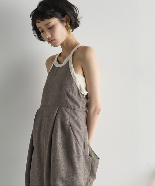 THE YOn（ザヨン）の「リネンライクバイカラーパイピングアメスリオールインワン（つなぎ/オールインワン・レディース・アッシュブラウン/ナチュラル・FREE）」の16枚目の写真