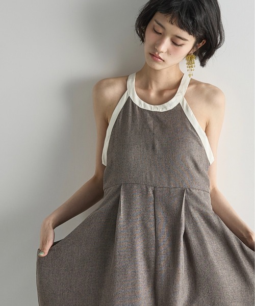 THE YOn（ザヨン）の「リネンライクバイカラーパイピングアメスリオールインワン（つなぎ/オールインワン・レディース・アッシュブラウン/ナチュラル・FREE）」の17枚目の写真