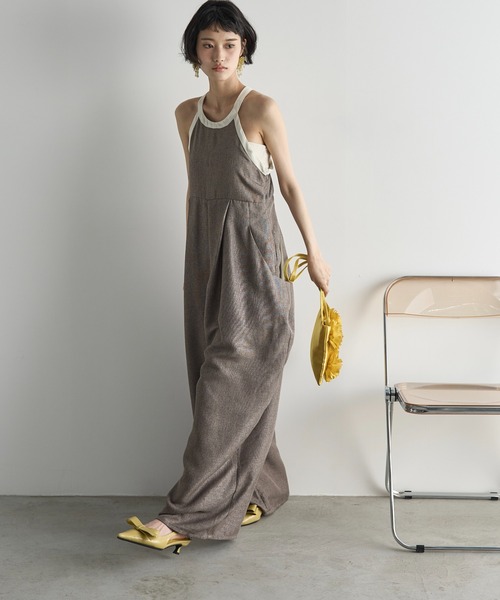 THE YOn（ザヨン）の「リネンライクバイカラーパイピングアメスリオールインワン（つなぎ/オールインワン・レディース・アッシュブラウン/ナチュラル・FREE）」の10枚目の写真
