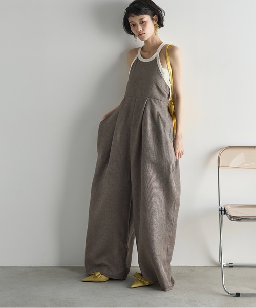THE YOn（ザヨン）の「リネンライクバイカラーパイピングアメスリオールインワン（つなぎ/オールインワン・レディース・アッシュブラウン/ナチュラル・FREE）」の15枚目の写真