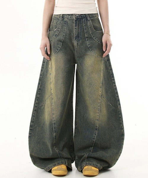 美品✨Drawer ドゥロワー ワイドデニム バギーパンツ ハイウエスト 36 美品✨Drawer ドゥロワー ワイドデニム バギーパンツ ハイウエスト 36