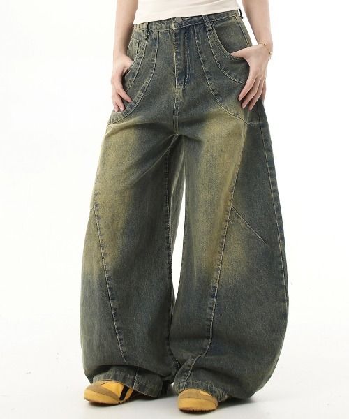 mushwear（マッシュウェア）の「ワイドバギー ウォッシュドデニムパンツ（デニムパンツ・メンズ・ブルー/ブラック・MEDIUM/SMALL/X-LARGE/LARGE）」の8枚目の写真
