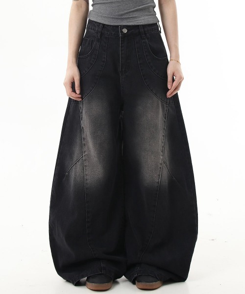 mushwear（マッシュウェア）の「ワイドバギー ウォッシュドデニムパンツ（デニムパンツ・メンズ・ブルー/ブラック・MEDIUM/SMALL/X-LARGE/LARGE）」の5枚目の写真