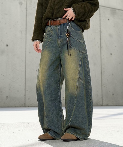 mushwear（マッシュウェア）の「ワイドバギー ウォッシュドデニムパンツ（デニムパンツ・メンズ・ブルー/ブラック・MEDIUM/SMALL/X-LARGE/LARGE）」の14枚目の写真