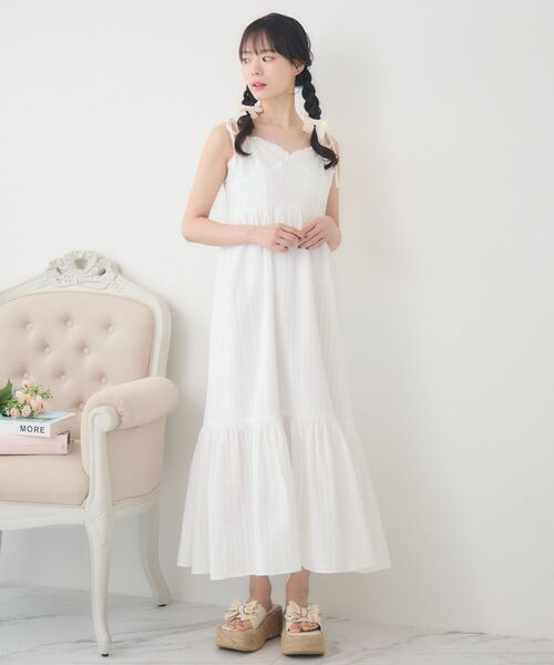 ems excite（エムズエキサイト）の「肩リボンレースキャミOP（ワンピース・レディース・ブラック/ブルー/ホワイト・FREE）」の14枚目の写真