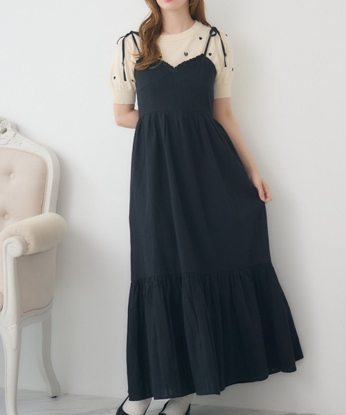 ems excite（エムズエキサイト）の「肩リボンレースキャミOP（ワンピース・レディース・ブラック/ブルー/ホワイト・FREE）」の2枚目の写真