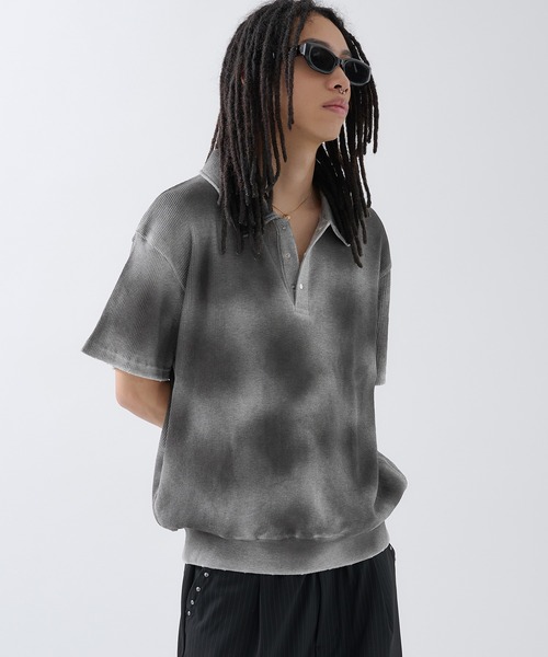 ANDER HUNK（アンダーハンク）の「Hard Spray Thermal Polo / ハードスプレーサーマルポロ（ポロシャツ・メンズ・グレー/レッド/杢グレー・MEDIUM/LARGE）」の3枚目の写真