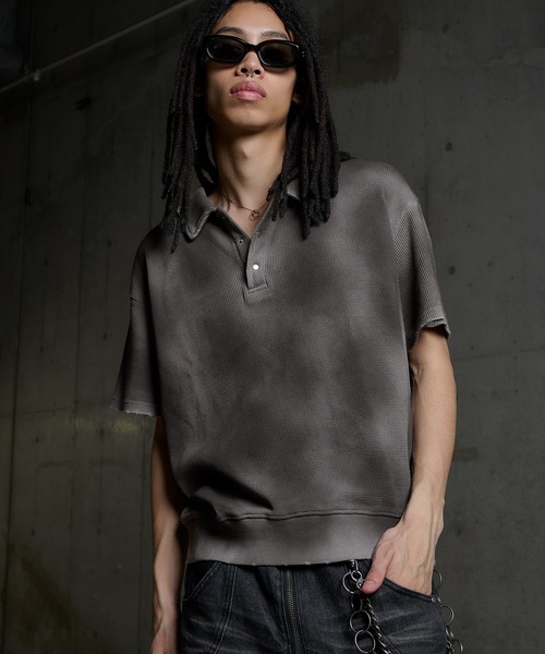 ANDER HUNK（アンダーハンク）の「Hard Spray Thermal Polo / ハードスプレーサーマルポロ（ポロシャツ・メンズ・グレー/レッド/杢グレー・MEDIUM/LARGE）」の17枚目の写真