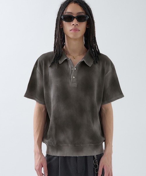 ANDER HUNK（アンダーハンク）の「Hard Spray Thermal Polo / ハードスプレーサーマルポロ（ポロシャツ・メンズ・グレー/レッド/杢グレー・MEDIUM/LARGE）」の11枚目の写真