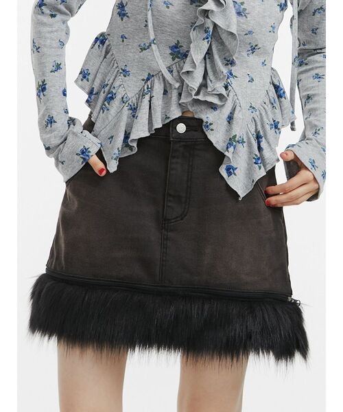 jouetie 新品未使用 タグ付 ミニスカート 今季新作 ウエストゴム 黒 jouetie デニムスカート アシメヘムデニムミニスカート「セットアップ