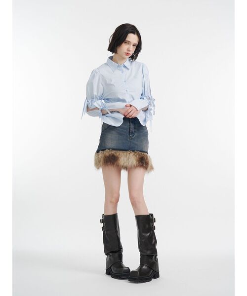 jouetie（ジュエティ）の「ファードッキングデニムミニスカート（スカート・レディース・ブラック/ブルー・MEDIUM）」の9枚目の写真