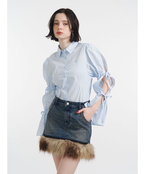 jouetie（ジュエティ）の「ファードッキングデニムミニスカート（スカート・レディース・ブラック/ブルー・MEDIUM）」の7枚目の写真