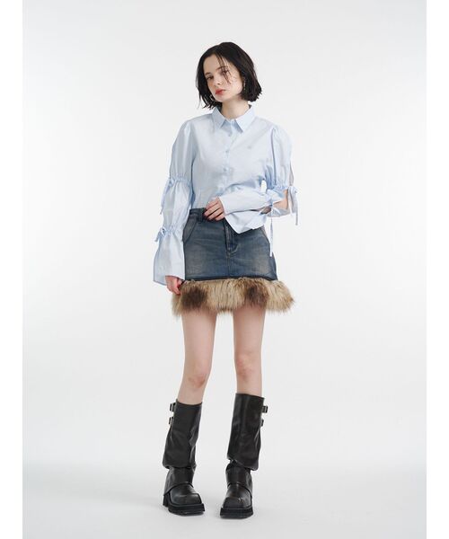 jouetie（ジュエティ）の「ファードッキングデニムミニスカート（スカート・レディース・ブラック/ブルー・MEDIUM）」の11枚目の写真