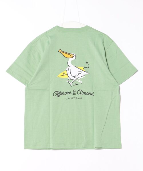 ALMOND(アーモンド)の「OFF SHORE ALMOND PELICAN TEE / アーモンドペリカンバッグプリント半袖T-シャツ(Tシャツ/カットソー・メンズ・ピンク/ライトグリーン/ホワイト・X-LARGE/LARGE/MEDIUM)」の5枚目の写真