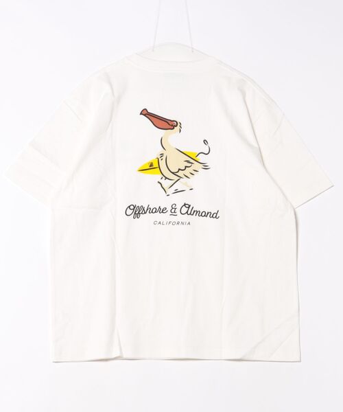 ALMOND(アーモンド)の「OFF SHORE ALMOND PELICAN TEE / アーモンドペリカンバッグプリント半袖T-シャツ(Tシャツ/カットソー・メンズ・ピンク/ライトグリーン/ホワイト・X-LARGE/LARGE/MEDIUM)」の6枚目の写真
