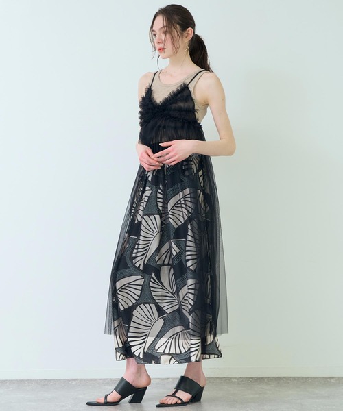 キャミ ワンピース ドレス バタフライ 蝶 レイヤード フリル ♪ w closet（ダブルクローゼット）の「【Alley】フリルレイヤード