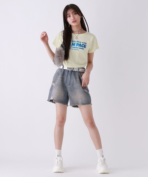 repipi armario（レピピ アルマリオ）の「ダメージデニムショートパンツ（デニムパンツ・キッズ・ブラック/ベージュ系その他/ブルー・MEDIUM/SMALL/LARGE）」の6枚目の写真