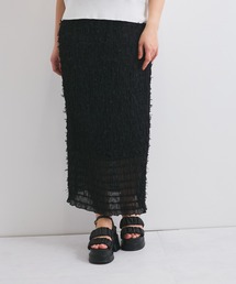 シャーリングシフォンタイトスカート≪手洗い可能≫