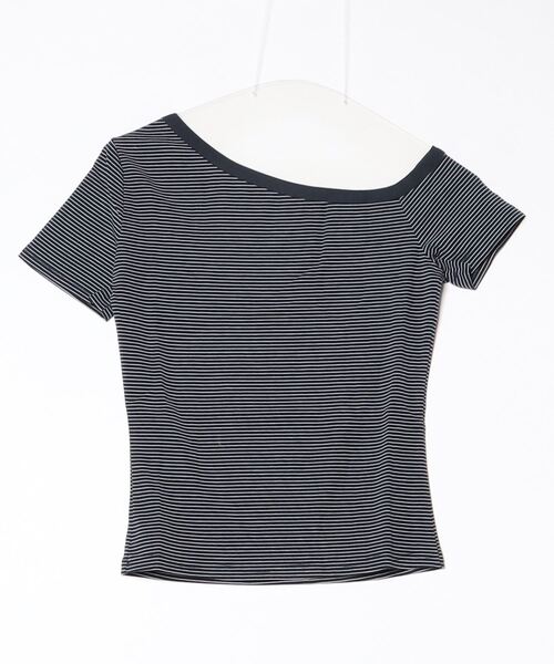 paravion（パラビオン）の「ボーダーワンショルTシャツ（Tシャツ/カットソー・レディース・ネイビー/グレー・FREE）」の5枚目の写真