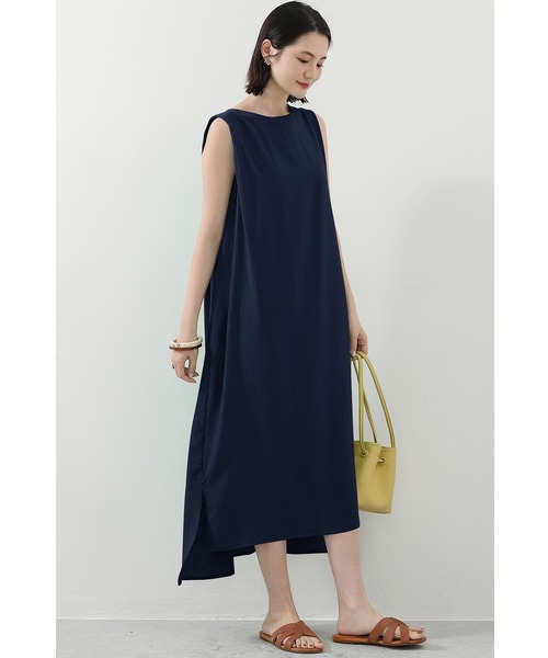大人のダークブルーロング丈ワンピ REAL STYLE（ファッション） ワンピース レディース 春 秋 長袖