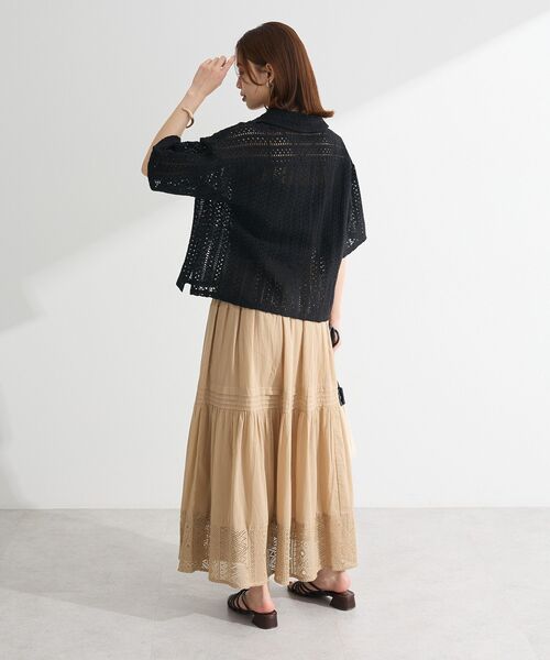 Green　Parks（グリーンパークス）の「インド綿 衿付きレースシャツ（シャツ/ブラウス・レディース・オリーブ/ブラック/ストライプ・FREE）」の6枚目の写真