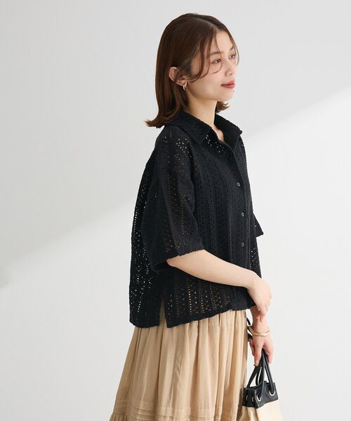 Green　Parks（グリーンパークス）の「インド綿 衿付きレースシャツ（シャツ/ブラウス・レディース・オリーブ/ブラック/ストライプ・FREE）」の8枚目の写真