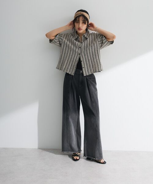 Green　Parks（グリーンパークス）の「インド綿 衿付きレースシャツ（シャツ/ブラウス・レディース・オリーブ/ブラック/ストライプ・FREE）」の13枚目の写真