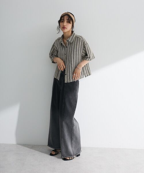 Green　Parks（グリーンパークス）の「インド綿 衿付きレースシャツ（シャツ/ブラウス・レディース・オリーブ/ブラック/ストライプ・FREE）」の14枚目の写真