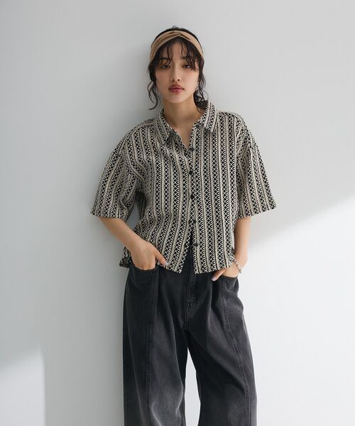 Green　Parks（グリーンパークス）の「インド綿 衿付きレースシャツ（シャツ/ブラウス・レディース・オリーブ/ブラック/ストライプ・FREE）」の17枚目の写真