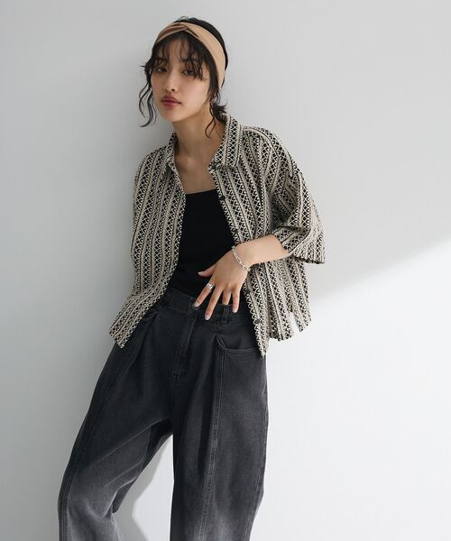 Green　Parks（グリーンパークス）の「インド綿 衿付きレースシャツ（シャツ/ブラウス・レディース・オリーブ/ブラック/ストライプ・FREE）」の18枚目の写真