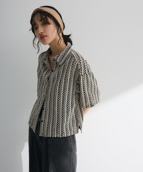 Green　Parks（グリーンパークス）の「インド綿 衿付きレースシャツ（シャツ/ブラウス・レディース・オリーブ/ブラック/ストライプ・FREE）」の19枚目の写真