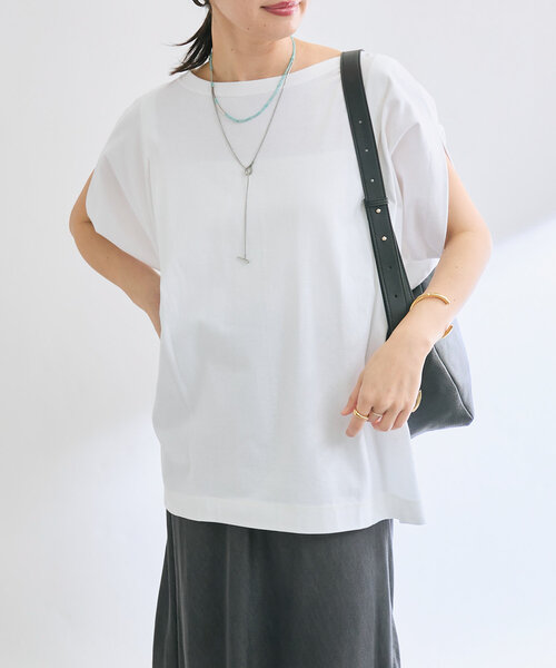 RIVE DROITE（リヴドロワ）の「【汗染み防止/インせずに決まる】ガードスウェットフォルムカットソー（Tシャツ/カットソー・レディース・ライトベージュ/グレー系その他/オフホワイト・FREE）」の8枚目の写真