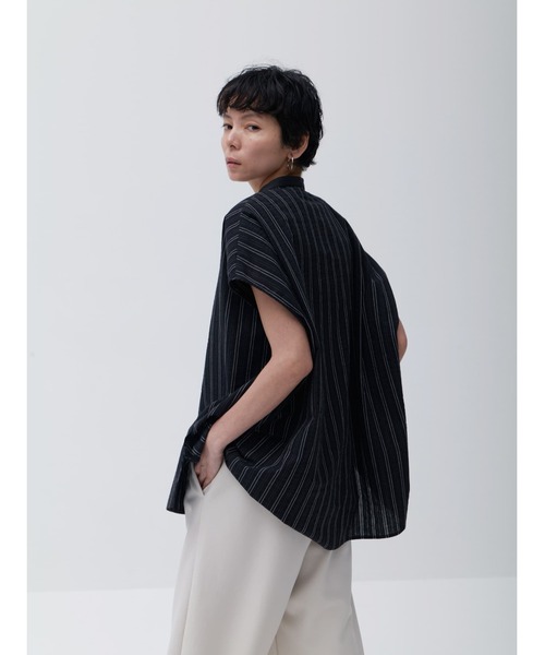 Brown&Street(ブラウンアンドストリート)の「サッカーストライプヨークシャツ(シャツ/ブラウス・レディース・ブラック/ホワイト・FREE)」の18枚目の写真