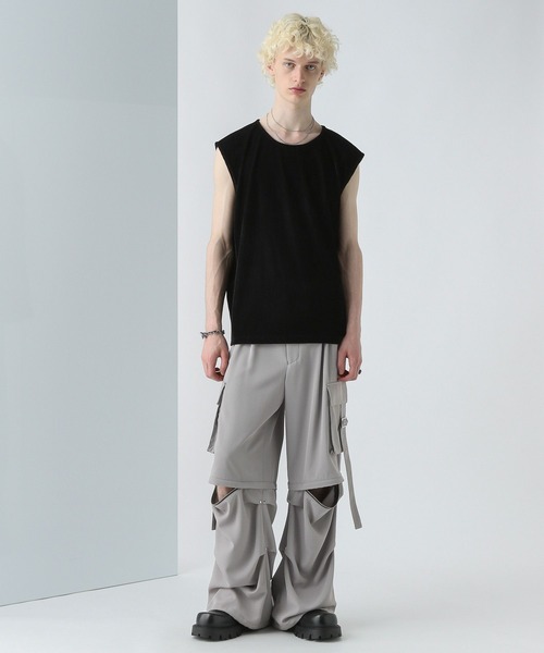 HARE（ハレ）の「ベロアプリーツノースリーブ(HARE)（Tシャツ/カットソー・メンズ・パープル/ブラック・FREE）」の4枚目の写真