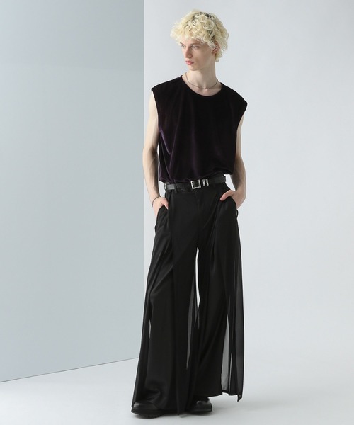 HARE（ハレ）の「ベロアプリーツノースリーブ(HARE)（Tシャツ/カットソー・メンズ・パープル/ブラック・FREE）」の5枚目の写真