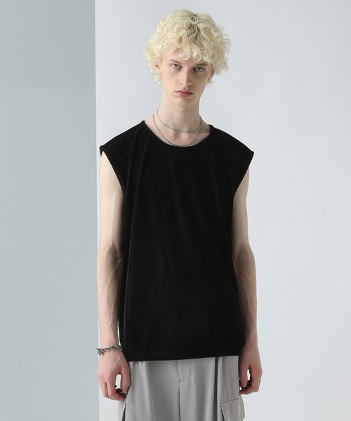 HARE（ハレ）の「ベロアプリーツノースリーブ(HARE)（Tシャツ/カットソー・メンズ・パープル/ブラック・FREE）」の8枚目の写真