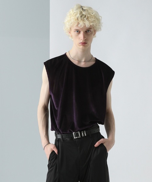 HARE（ハレ）の「ベロアプリーツノースリーブ(HARE)（Tシャツ/カットソー・メンズ・パープル/ブラック・FREE）」の11枚目の写真