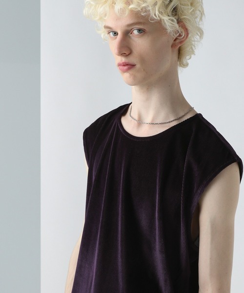 HARE（ハレ）の「ベロアプリーツノースリーブ(HARE)（Tシャツ/カットソー・メンズ・パープル/ブラック・FREE）」の12枚目の写真