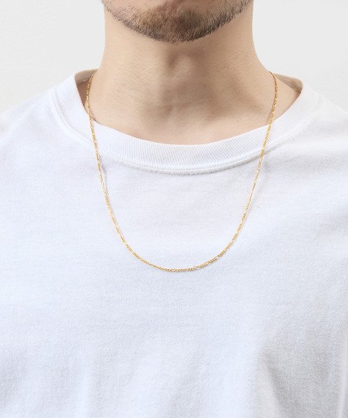 THEFT(セフト)の「THEFT セフト / K18GP FIGARO CHAIN NECKLACE シルバー925フィガロチェーンネックレス 60cm 18金コーティング(ネックレス・メンズ・ゴールド・60cm)」の2枚目の写真