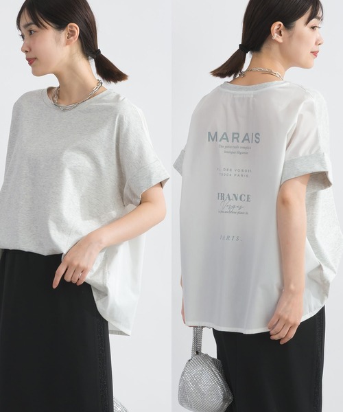 Lo-Fi(ローファイ)の「バックプリントバイカラープルオーバー(Tシャツ/カットソー・レディース・ベージュ/チャコールグレー・M)」の2枚目の写真
