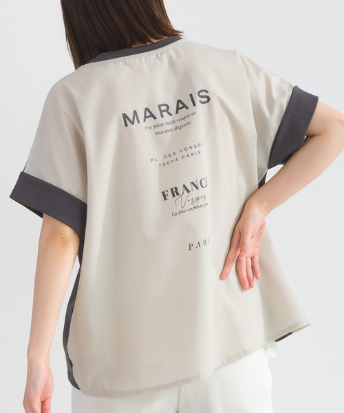 Lo-Fi(ローファイ)の「バックプリントバイカラープルオーバー(Tシャツ/カットソー・レディース・ベージュ/チャコールグレー・M)」の5枚目の写真