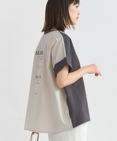 Lo-Fi(ローファイ)の「バックプリントバイカラープルオーバー(Tシャツ/カットソー・レディース・ベージュ/チャコールグレー・M)」の4枚目の写真