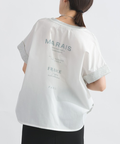 Lo-Fi(ローファイ)の「バックプリントバイカラープルオーバー(Tシャツ/カットソー・レディース・ベージュ/チャコールグレー・M)」の12枚目の写真